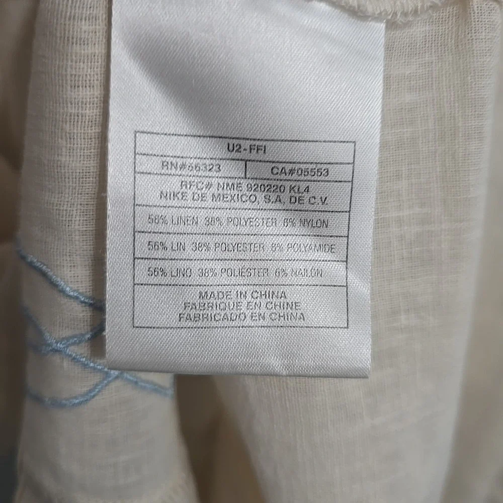 Michael Jordan Two3 Linen Blend Button‎ Up Ivory Beige Shirt Men's Size XL